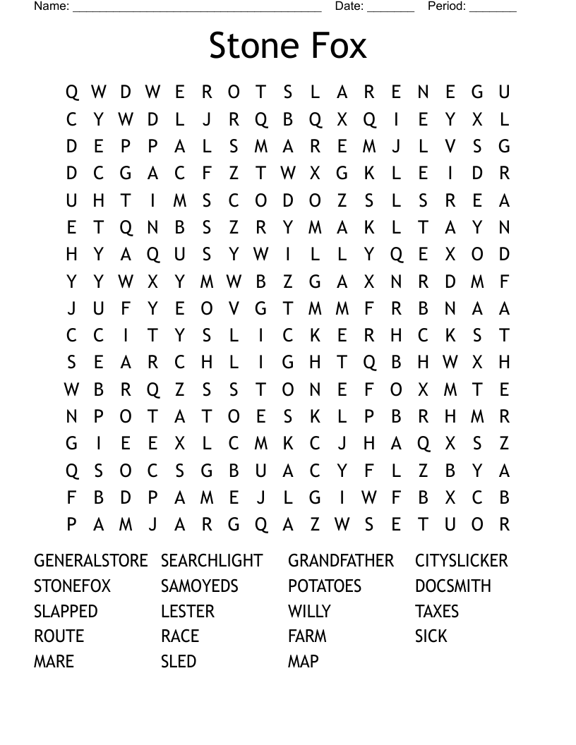 Stone Fox Word Search