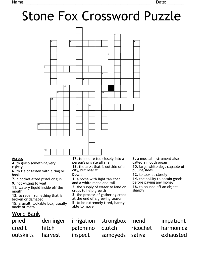 Stone Fox Crossword Puzzle