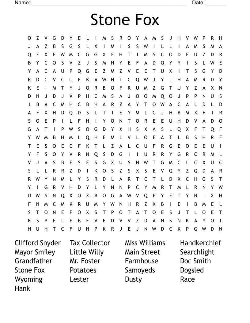 Stone Fox  Word Search