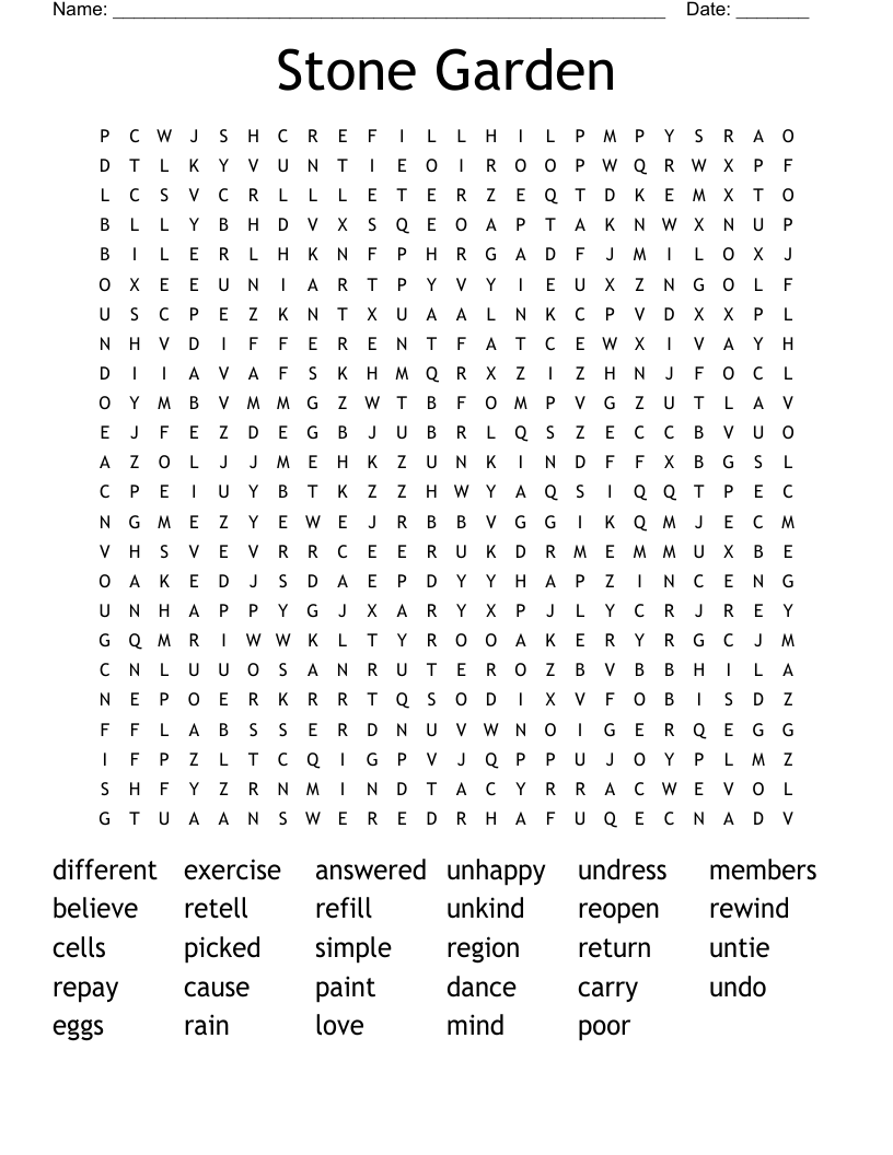 Stone Garden Word Search
