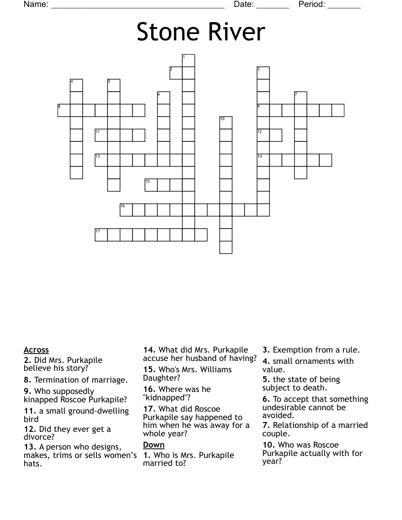 Stone River  Crossword