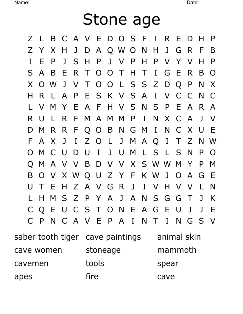 Stone age Word Search