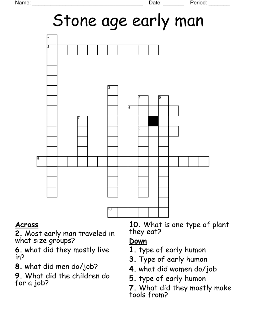 Stone age early man Crossword