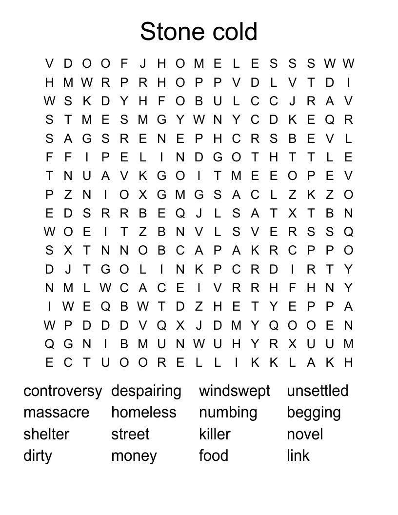 Stone cold Word Search