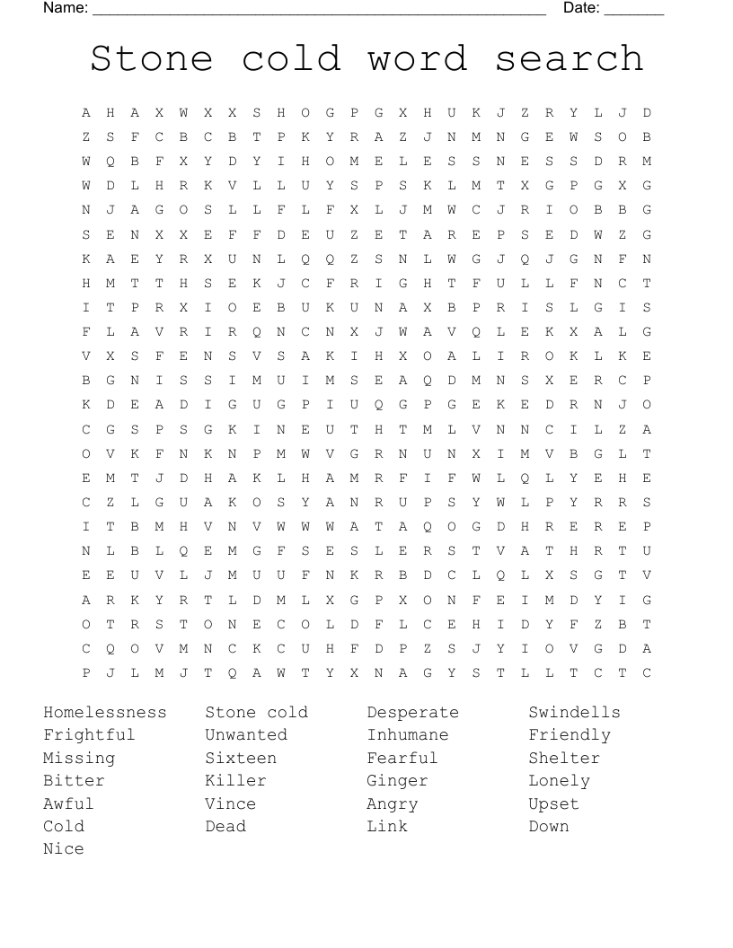 Stone cold word search 