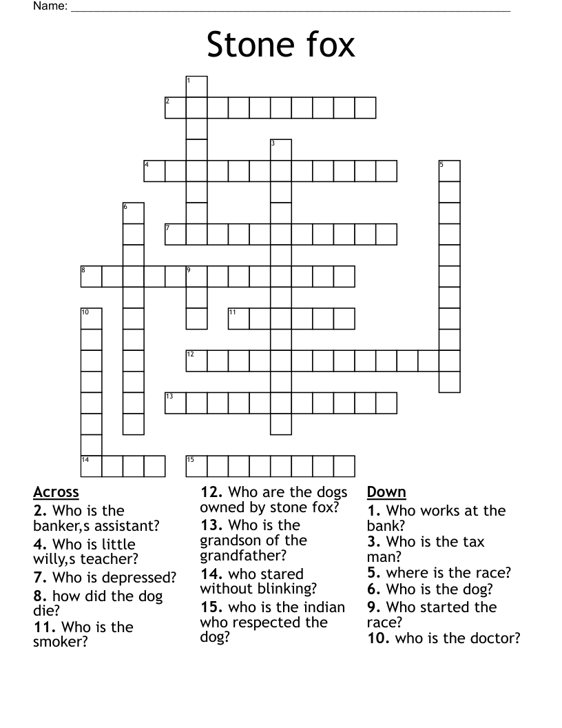 Stone fox  Crossword