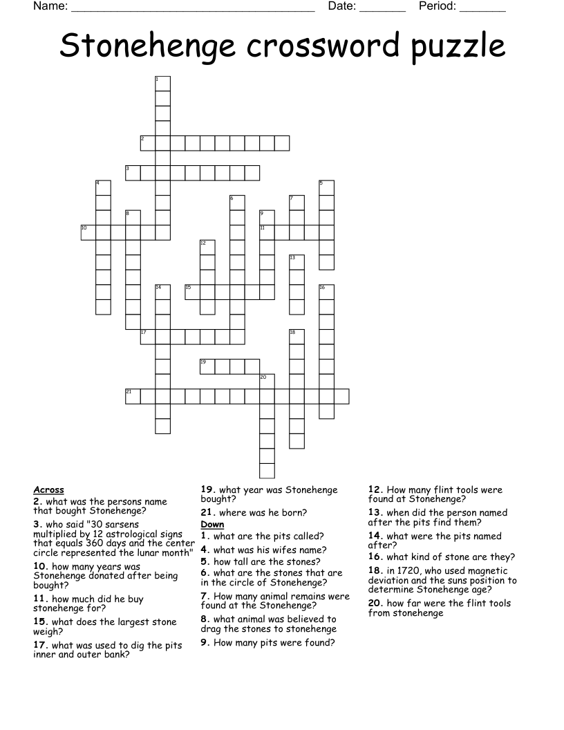 Stonehenge crossword puzzle