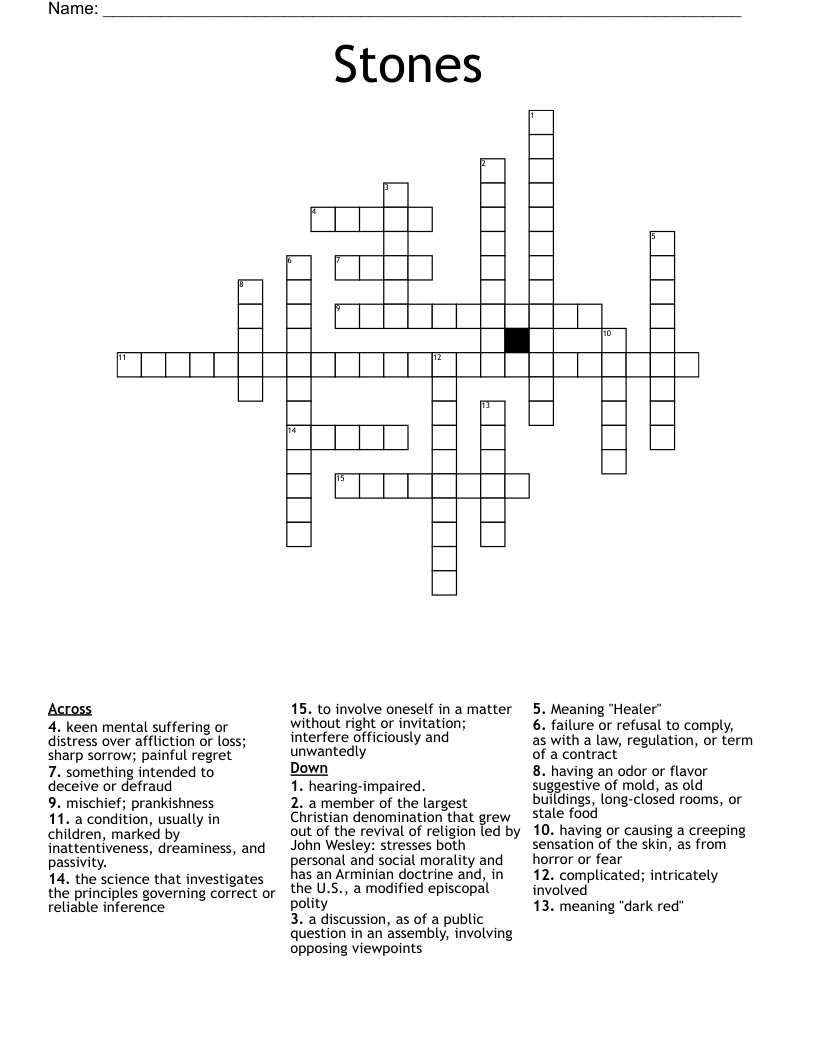 Stones Crossword