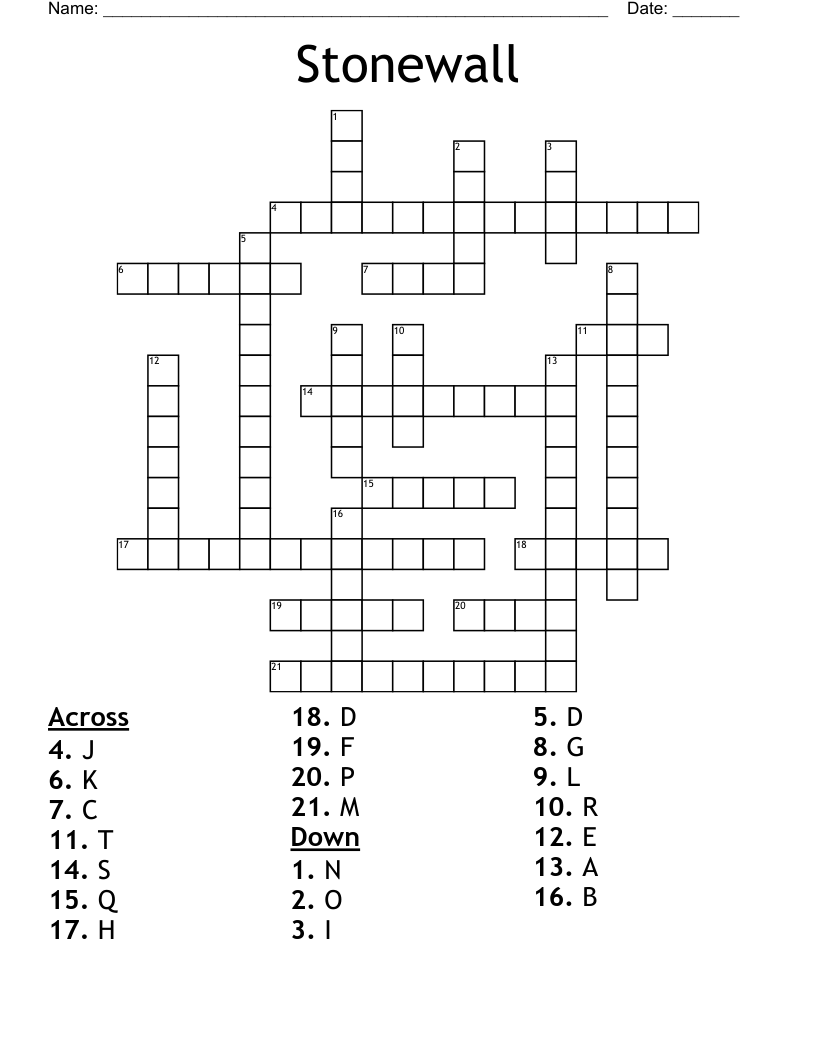 Stonewall Crossword