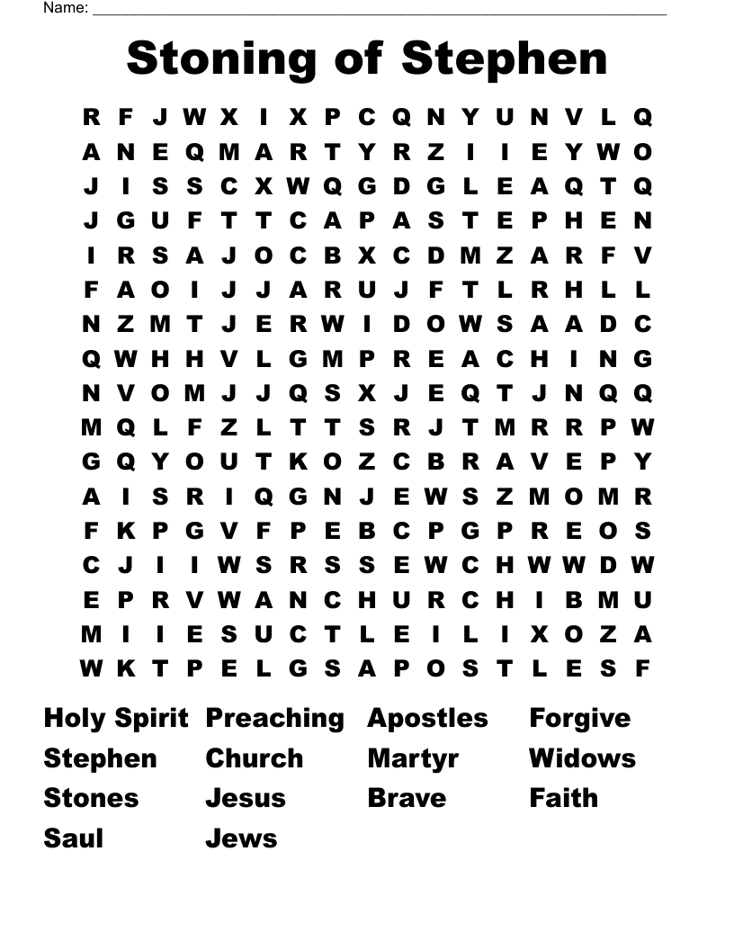 Stoning of Stephen Word Search