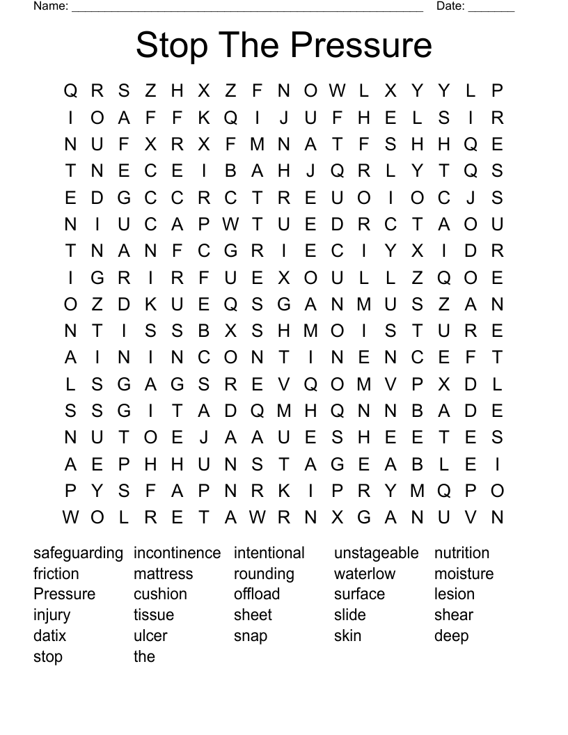 Stop The Pressure Word Search