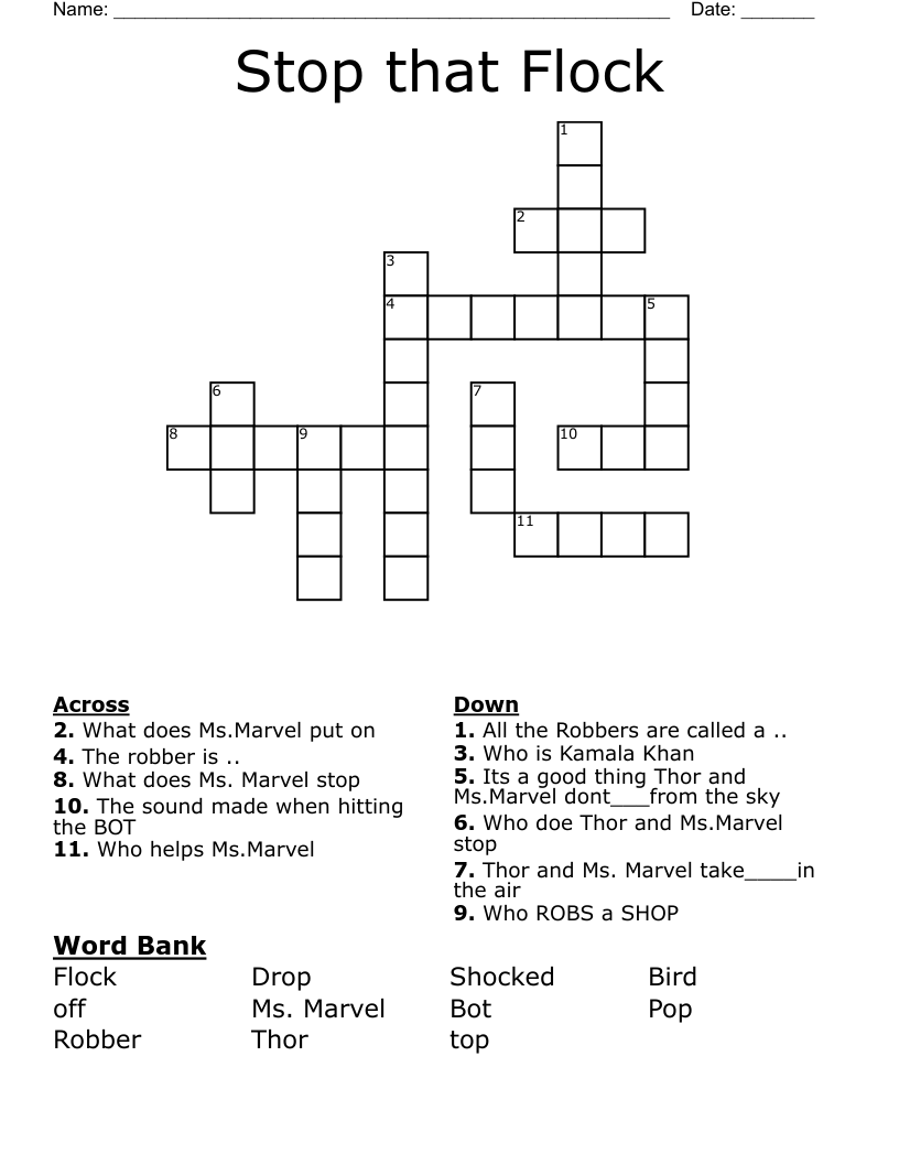 Stop that Flock Crossword