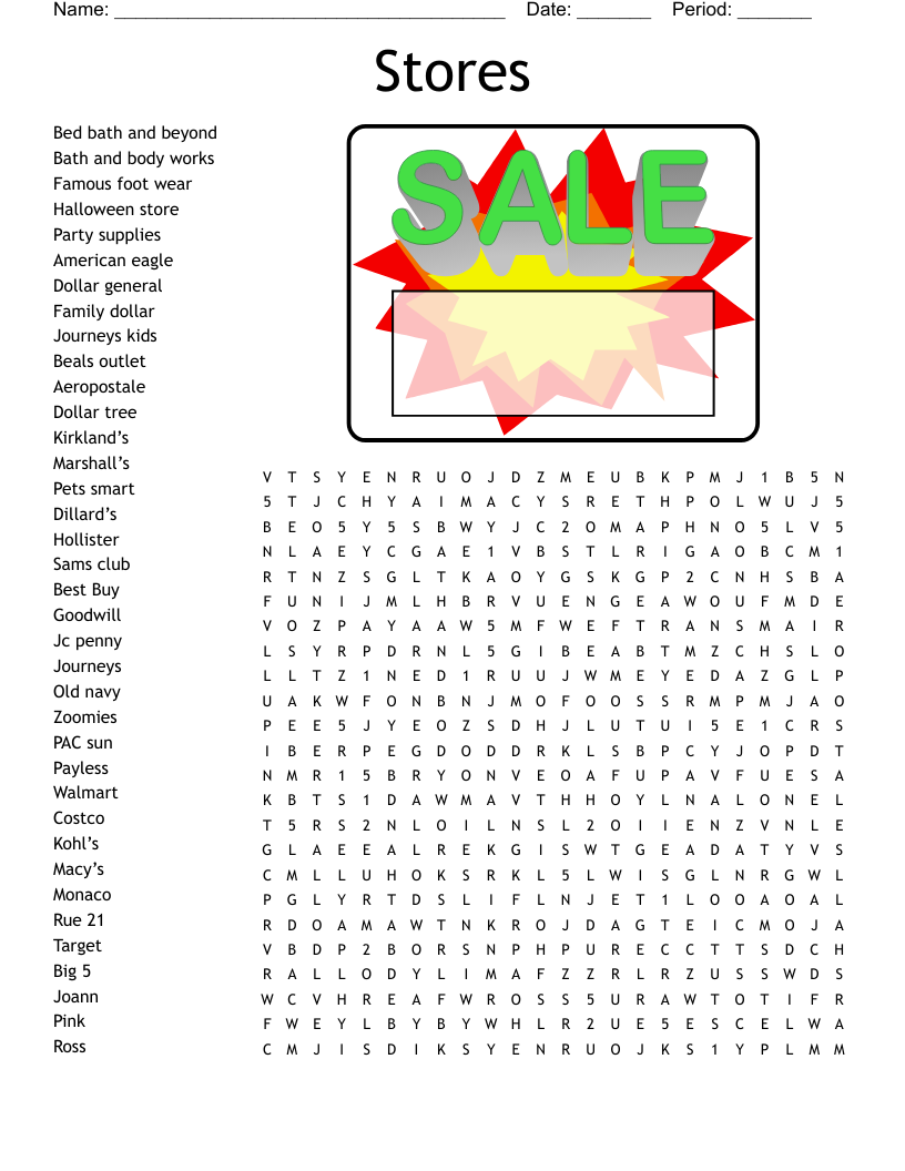 Stores  Word Search