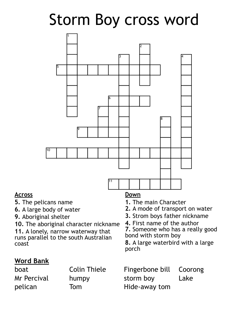 Storm Boy cross word 
