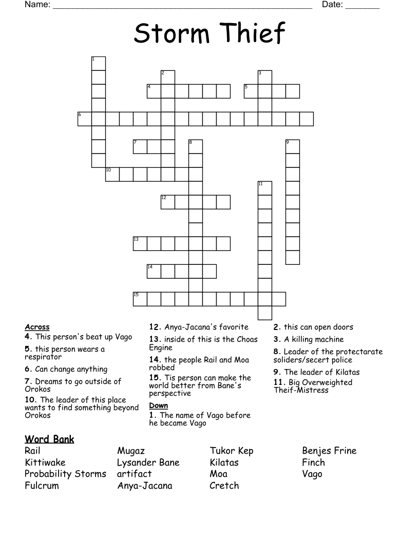 Storm Thief Crossword