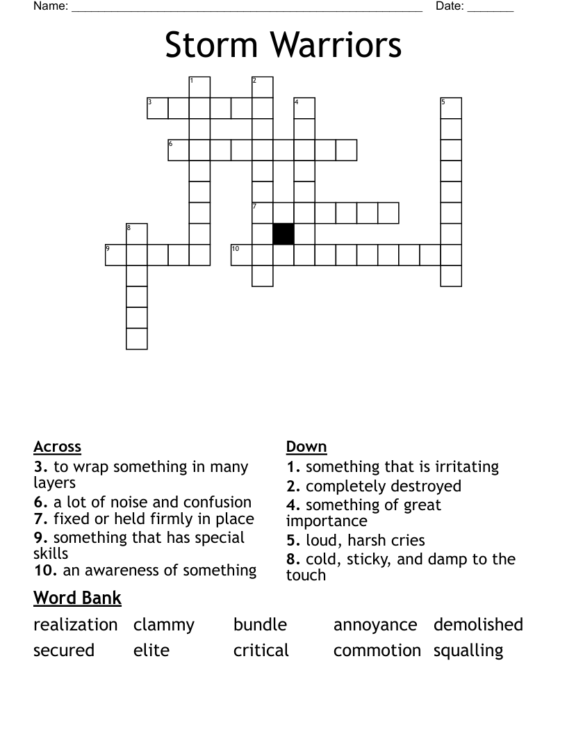Storm Warriors Crossword