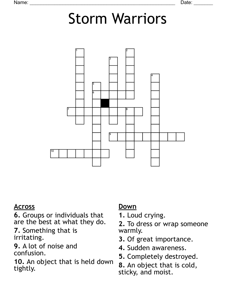 Storm Warriors Crossword