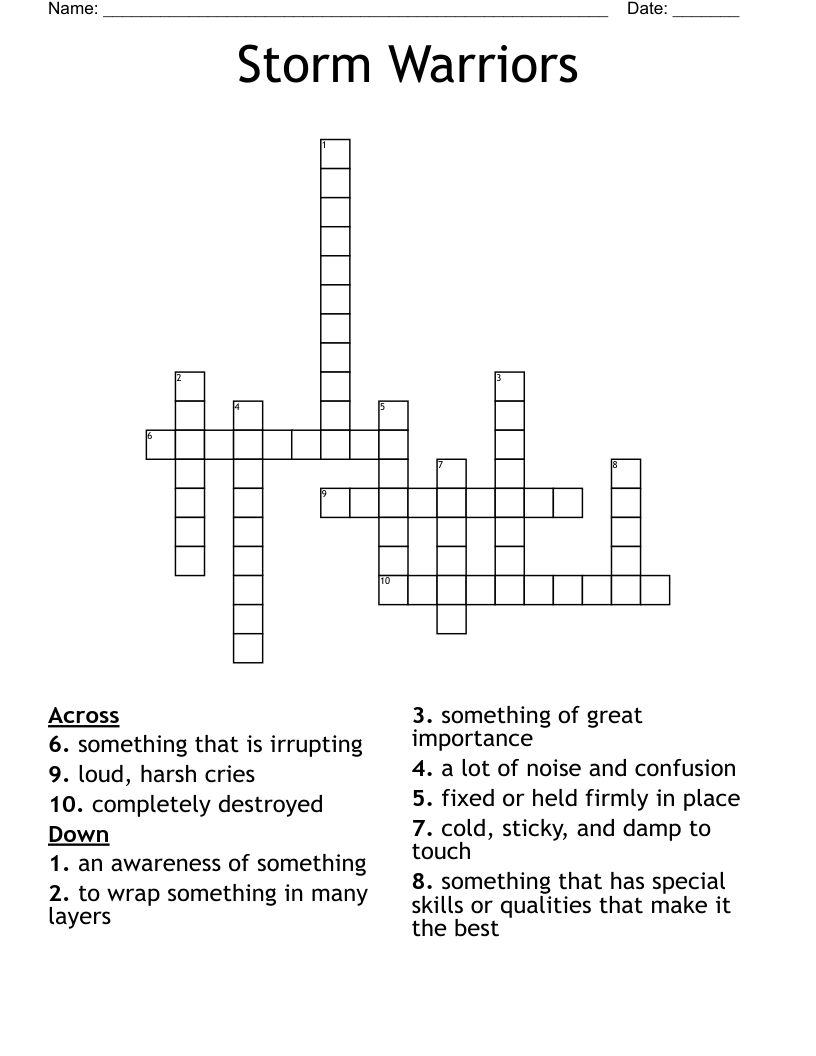 Storm Warriors Crossword