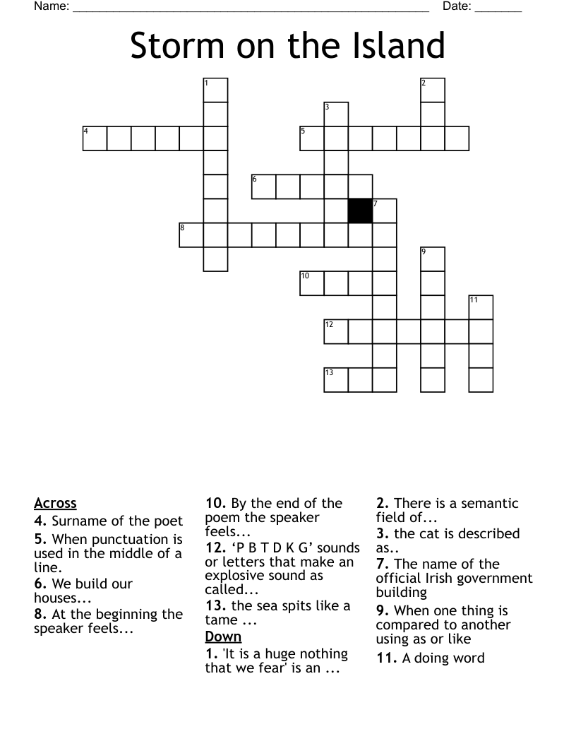 Storm on the Island Crossword