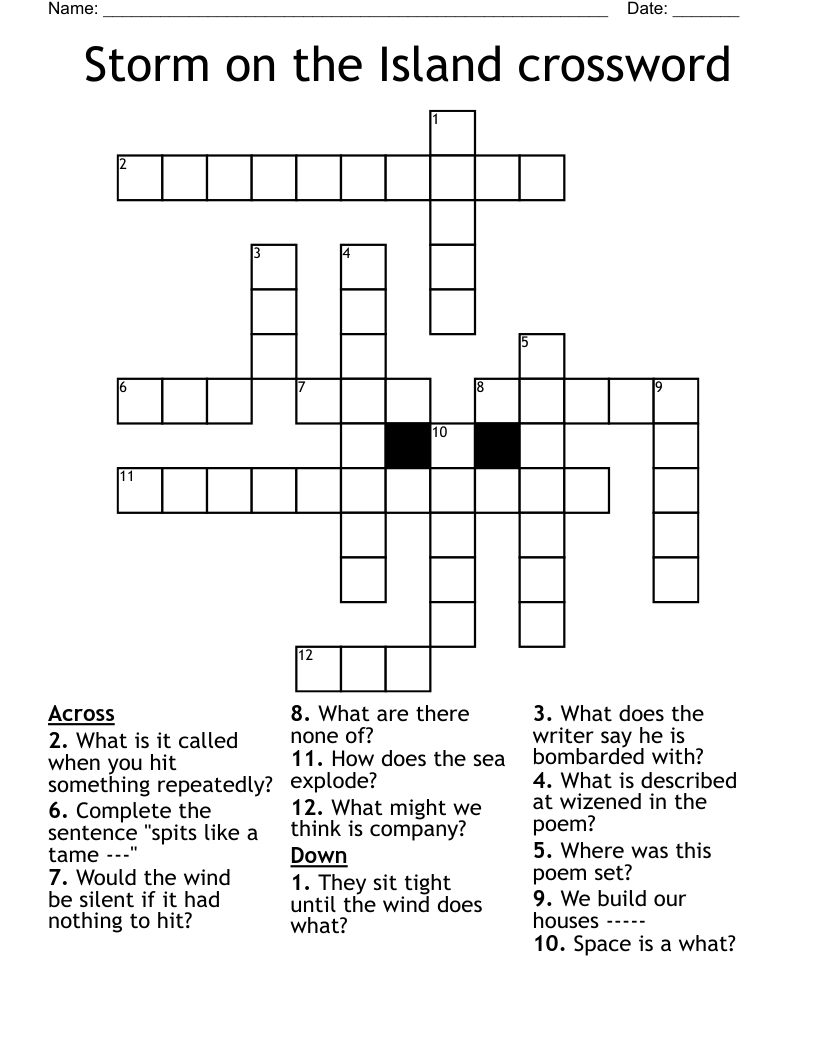 Storm on the Island crossword