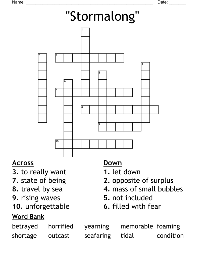 "Stormalong" Crossword