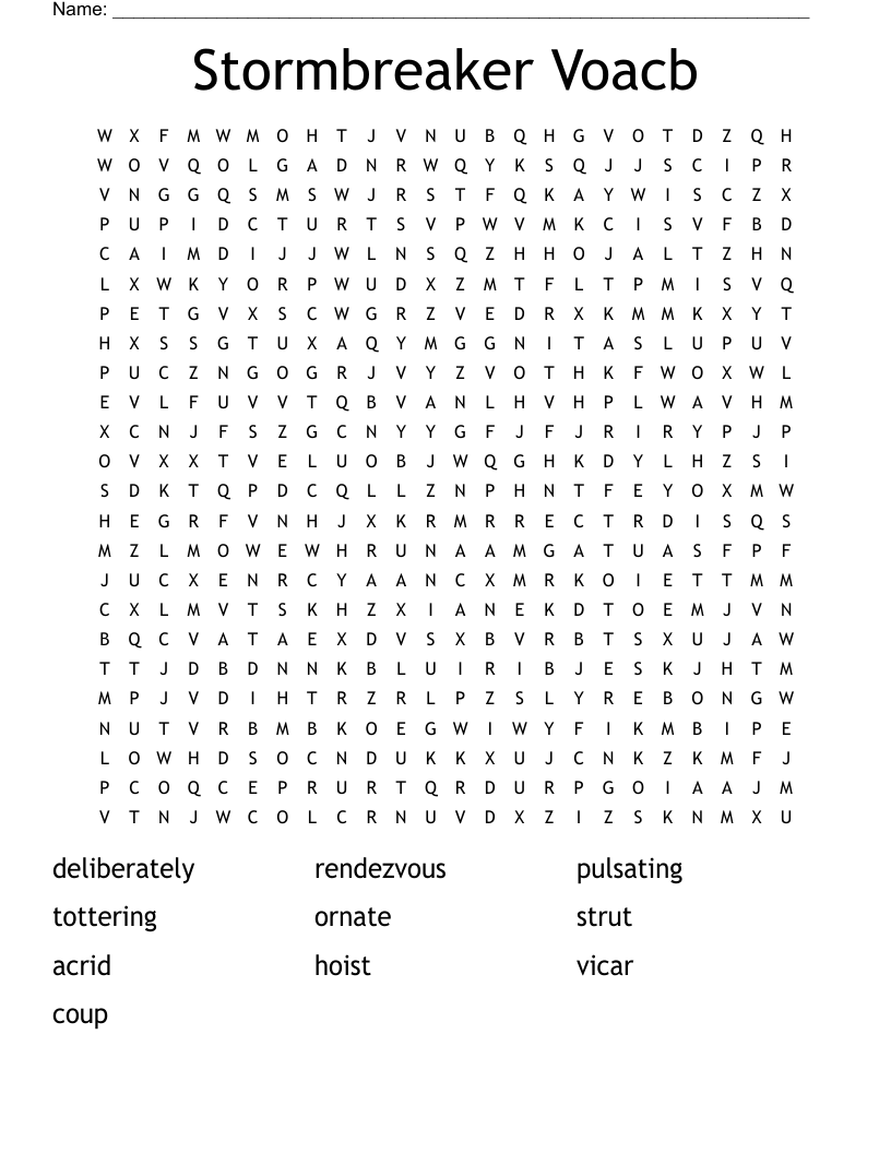 Stormbreaker Voacb Word Search