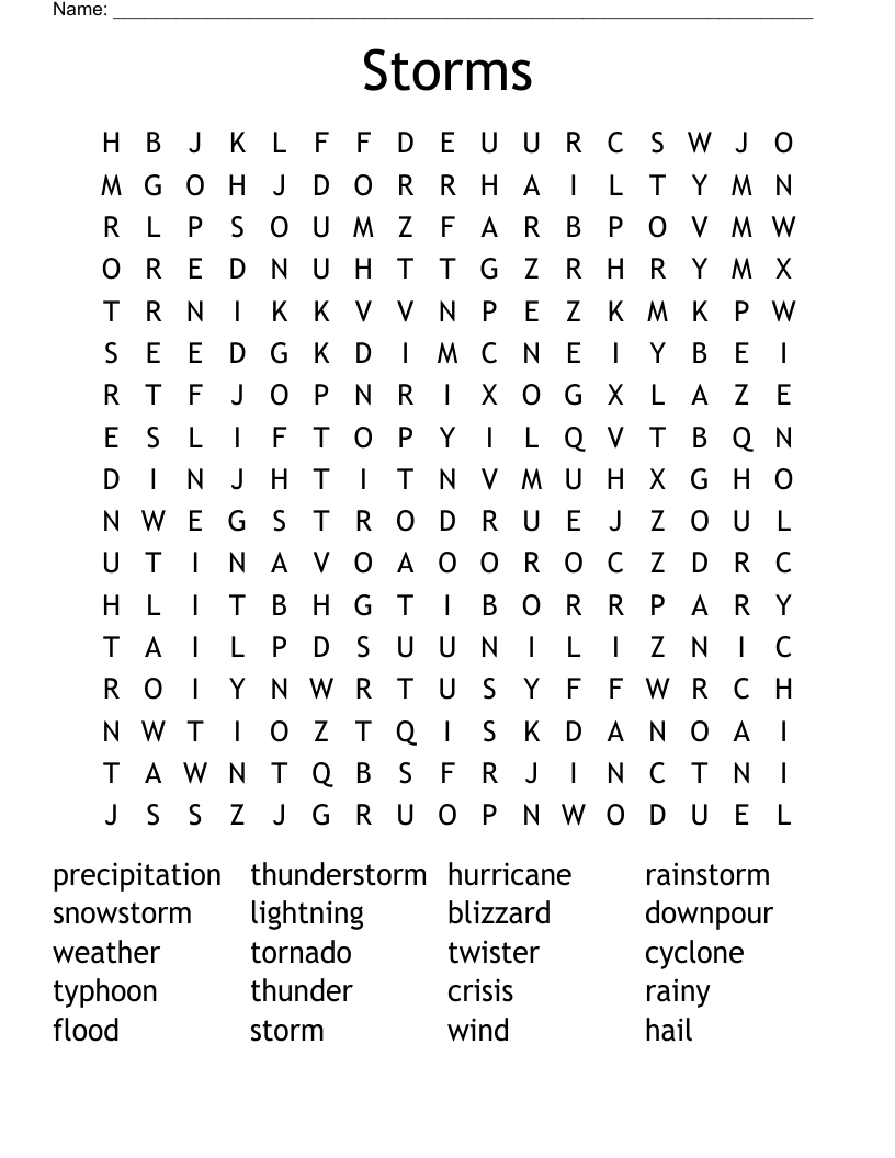 Storms Word Search