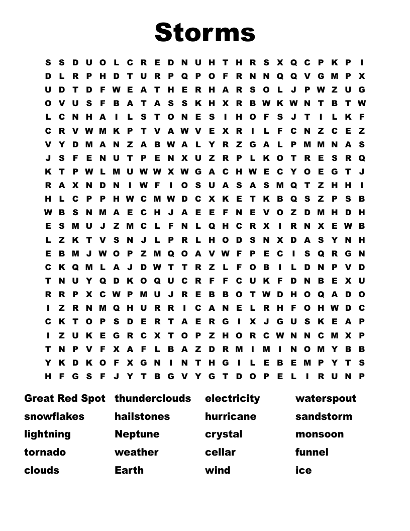 Storms  Word Search