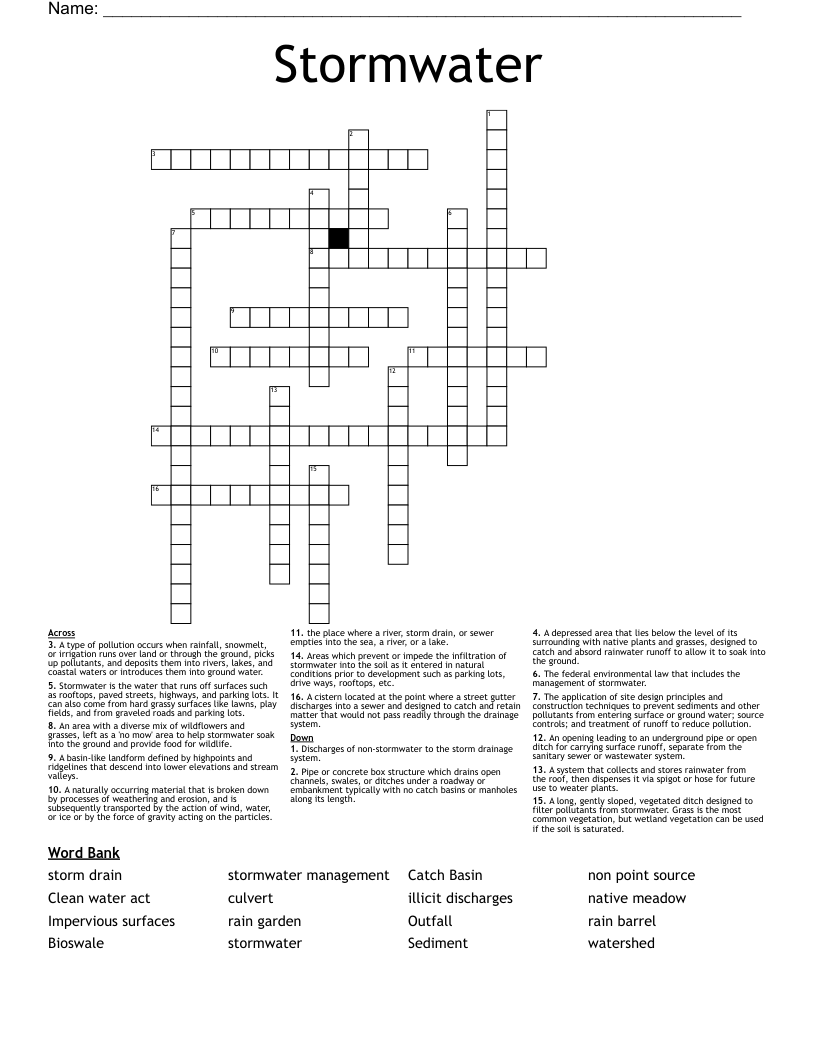 Stormwater Crossword