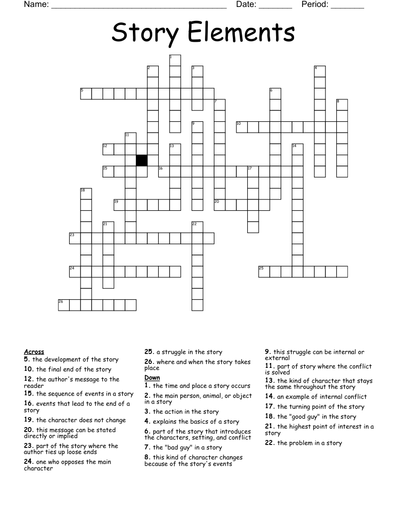 Story Elements Crossword