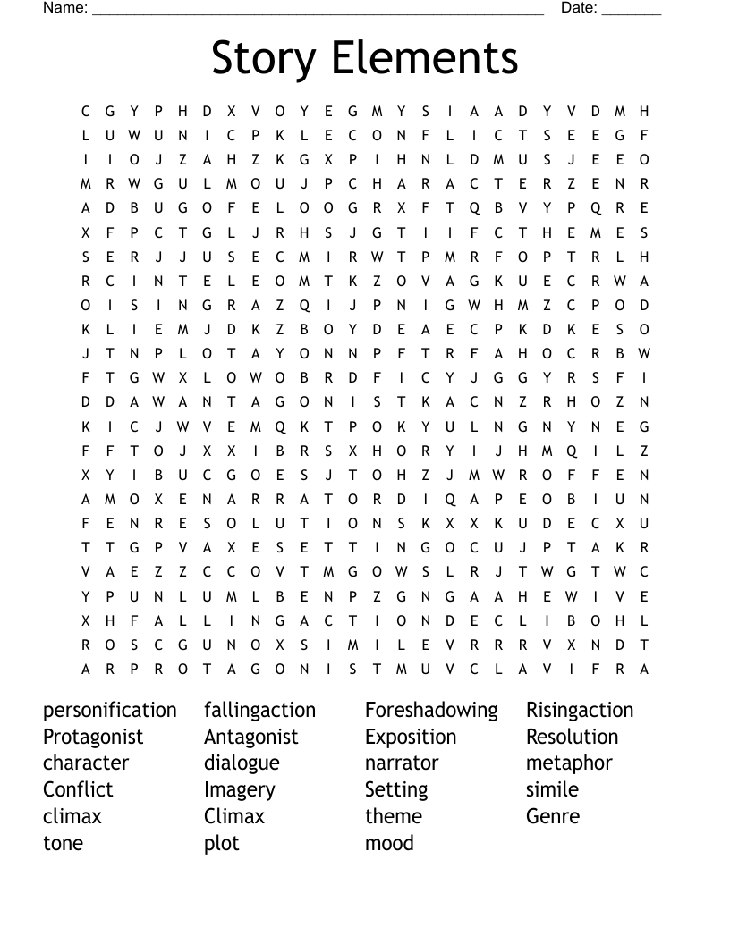 Story Elements Word Search