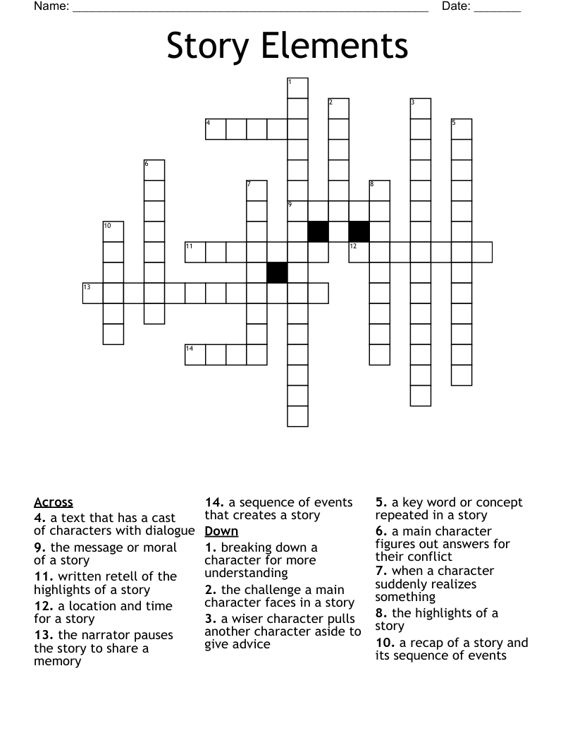 Story Elements Crossword