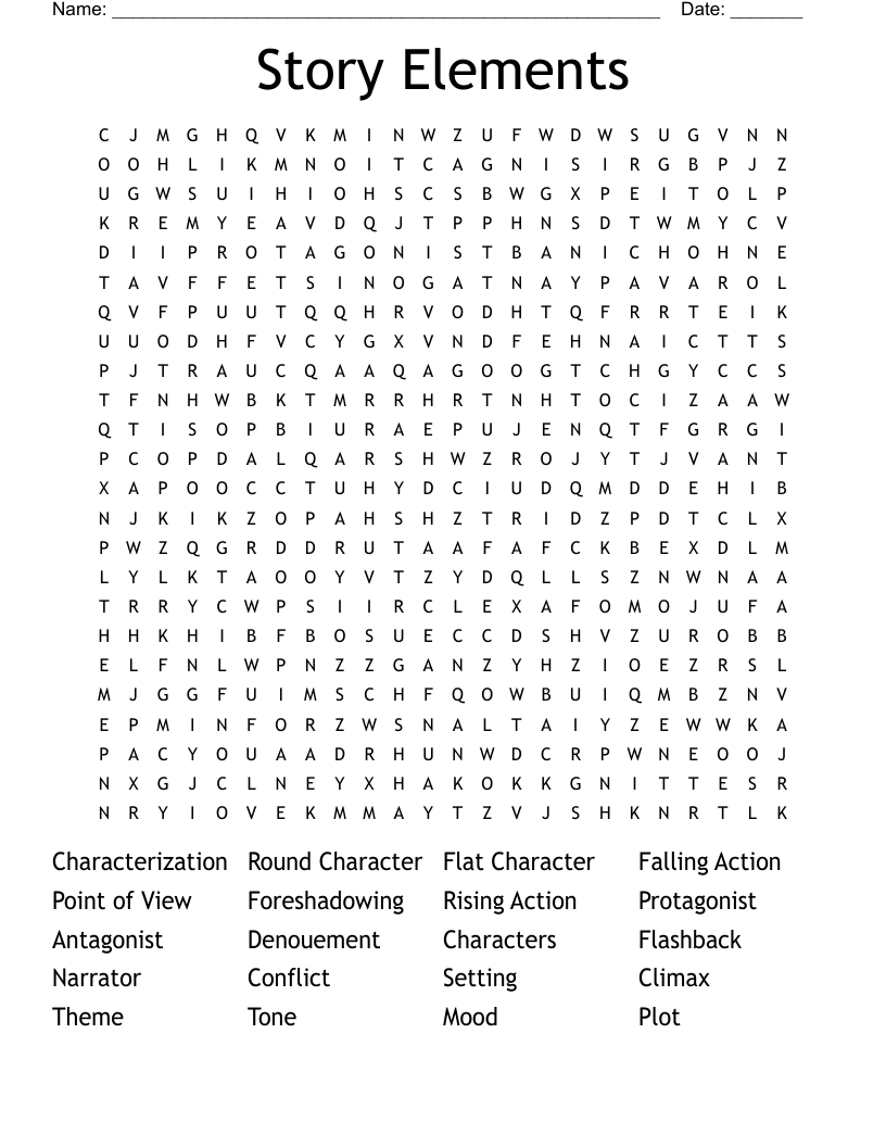Story Elements Word Search
