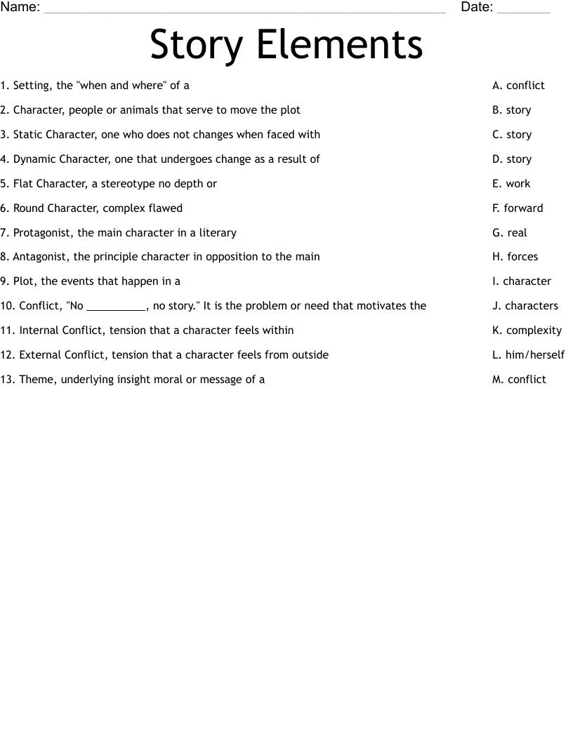 Story Elements Worksheet