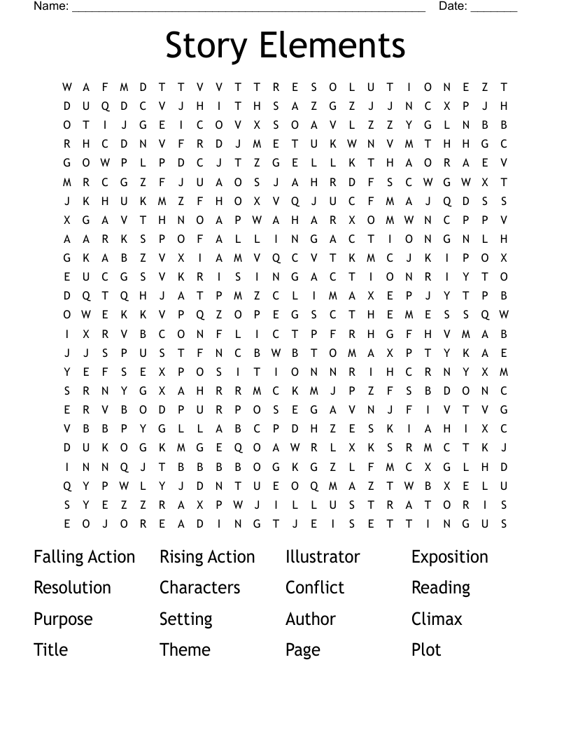Story Elements Word Search