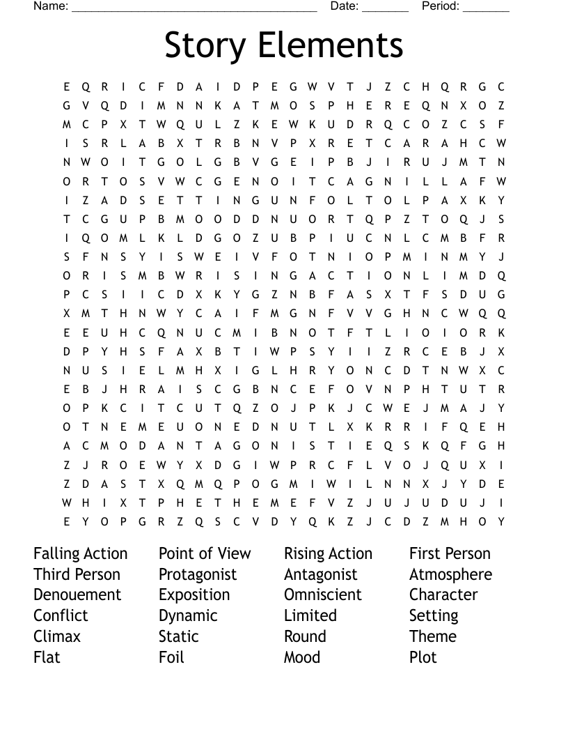 Story Elements Word Search
