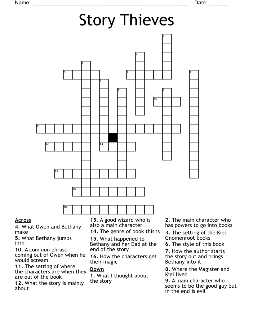 Story Thieves Crossword