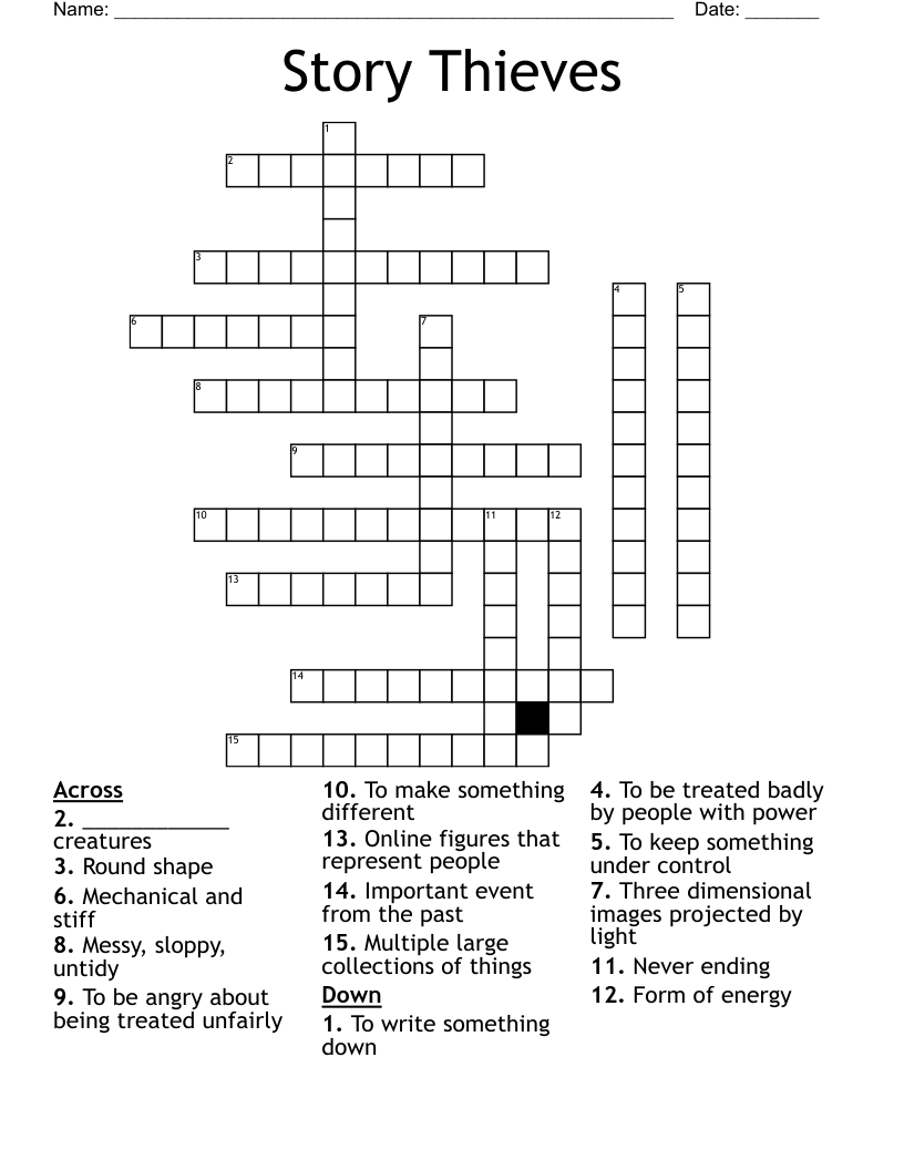 Story Thieves Crossword