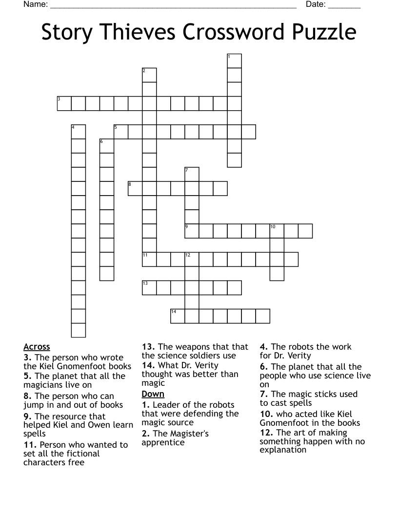 Story Thieves Crossword Puzzle