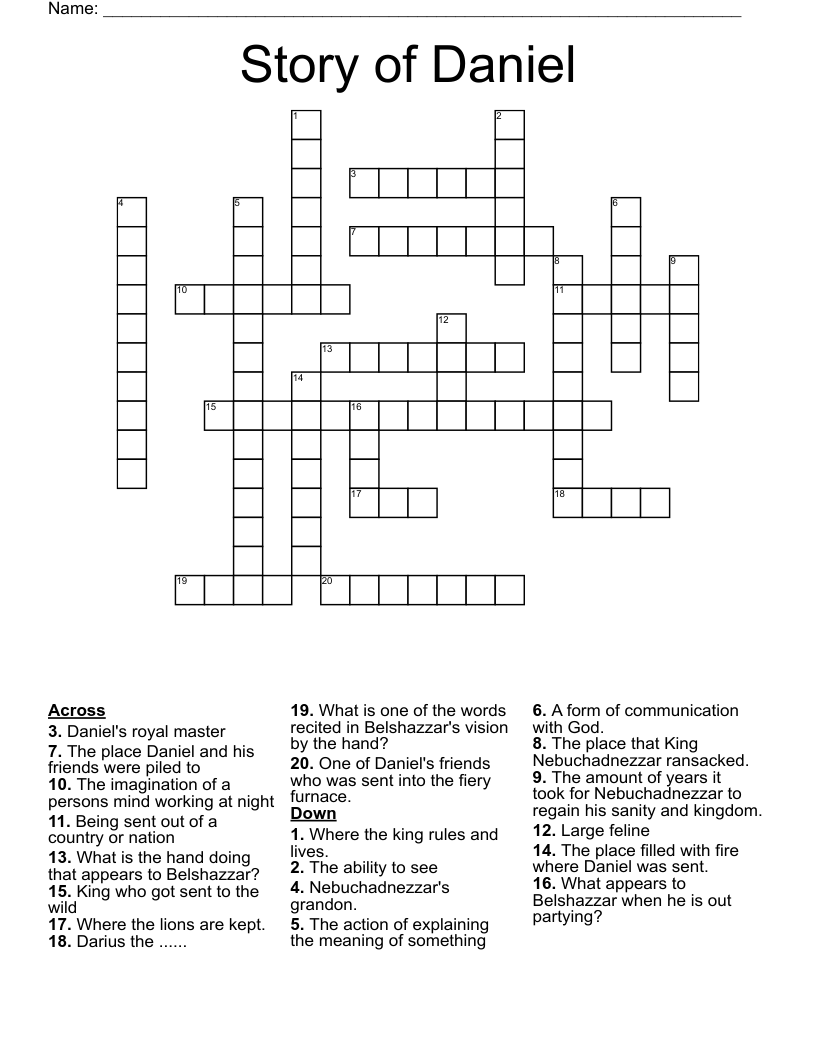Story of Daniel  Crossword