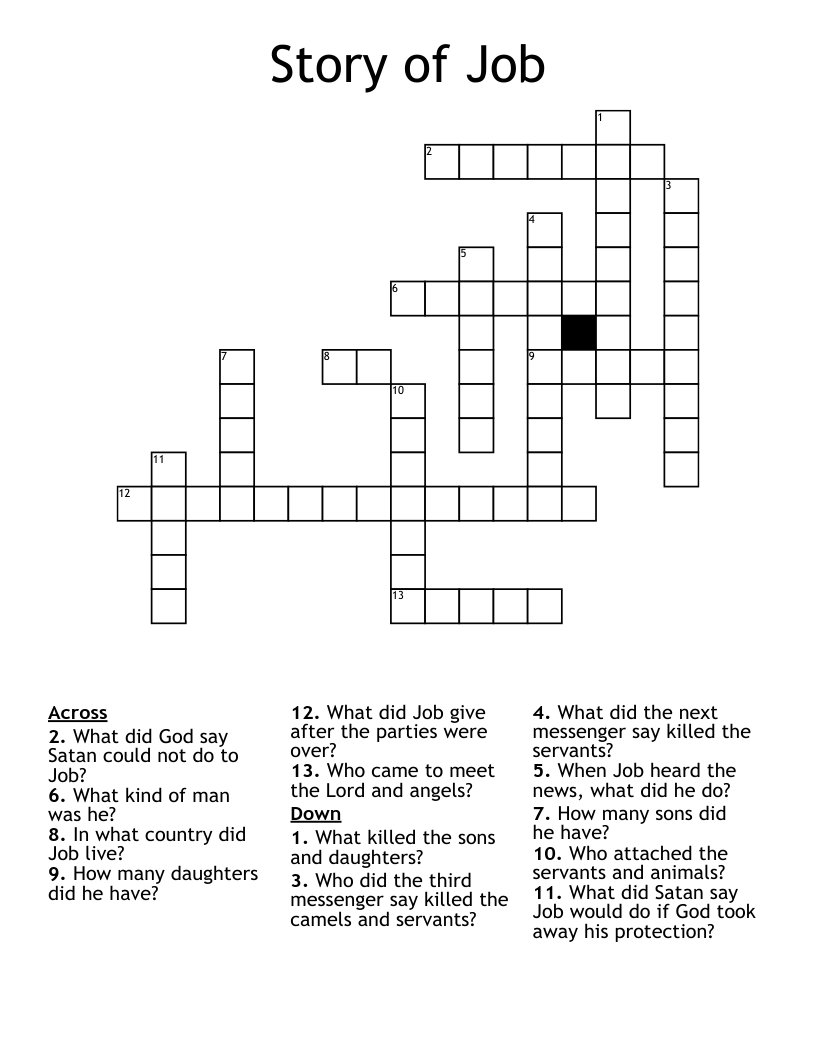 Story of Job Crossword