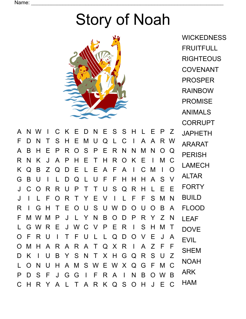 Story of Noah Word Search