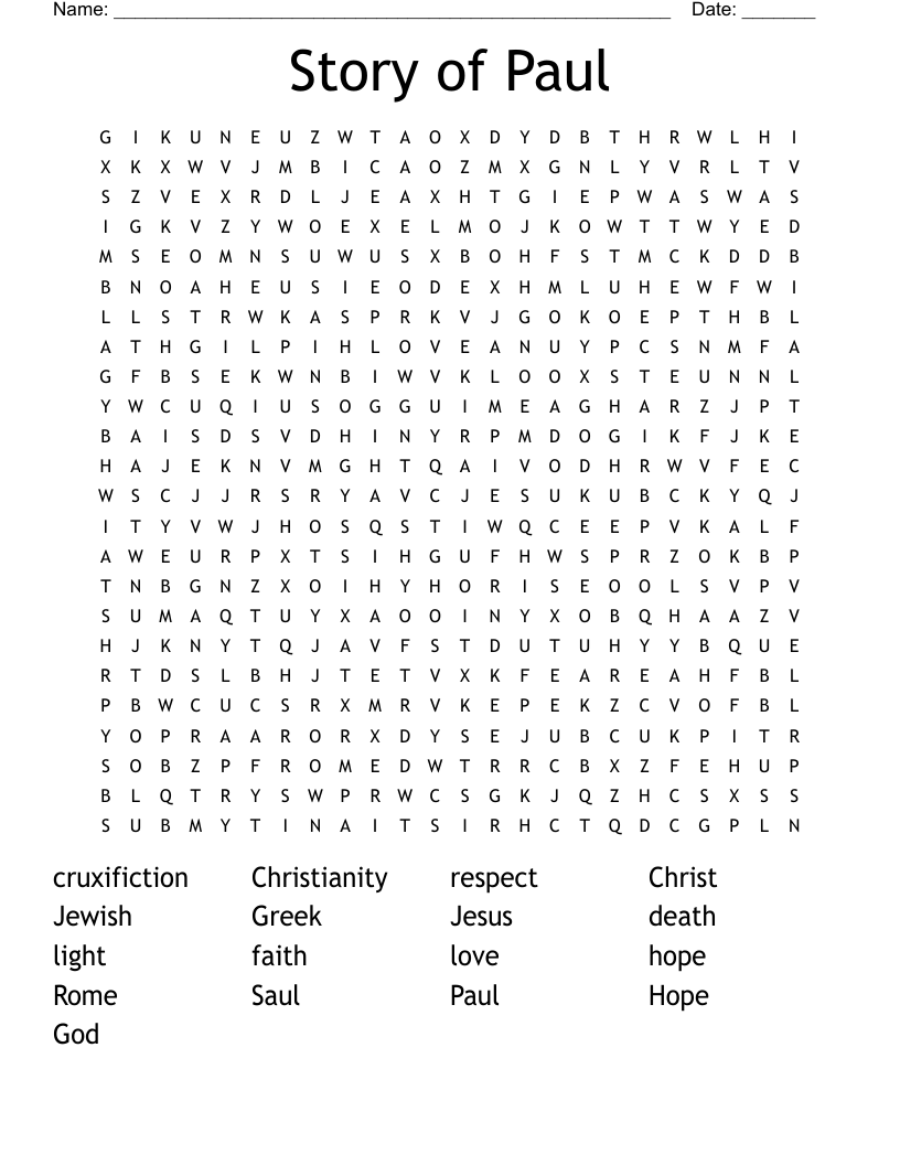 Story of Paul  Word Search
