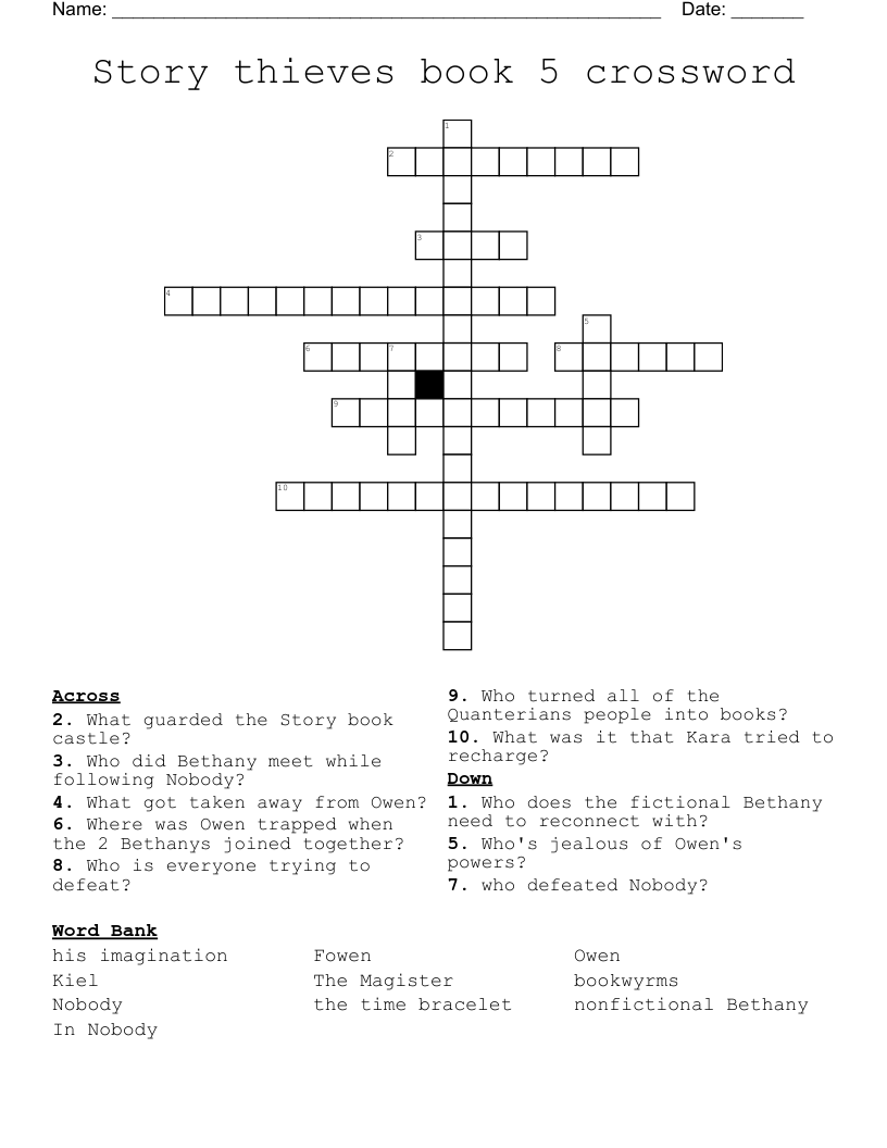 Story thieves book 5 crossword