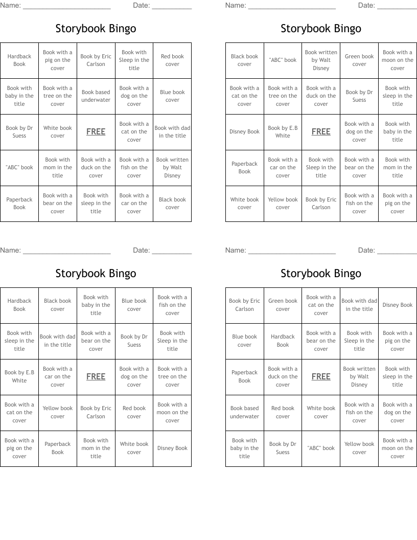 Storybook Bingo