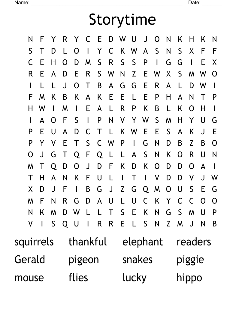 Storytime Word Search