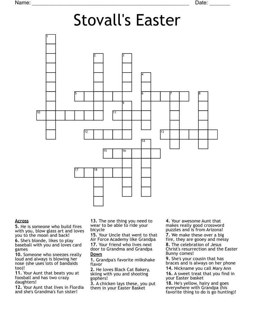 Stovall's Easter Crossword