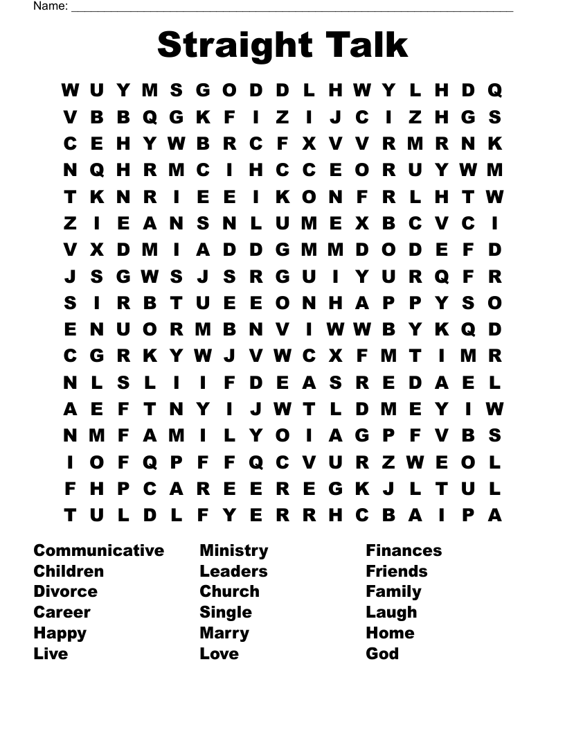 Straight Talk Word Search
