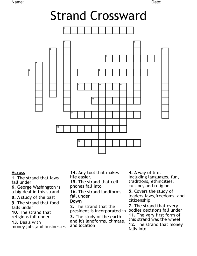 Strand Crossward  Crossword