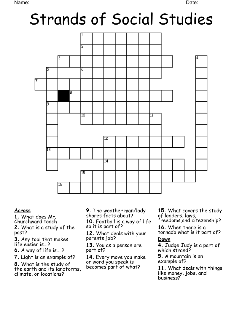 Strands of Social Studies Crossword